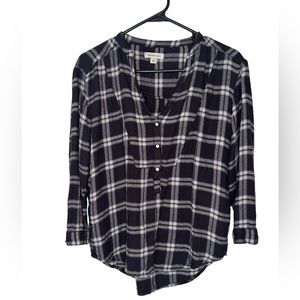 Calvin Klein Jeans Women Plaid Quarter Sleeve Top Size XS